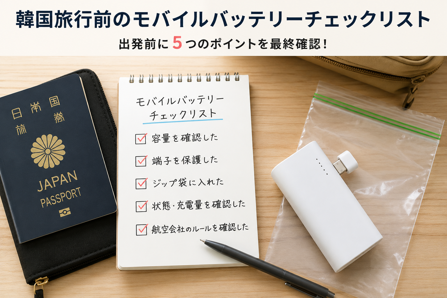 韓国旅行前のモバイルバッテリーチェックリスト